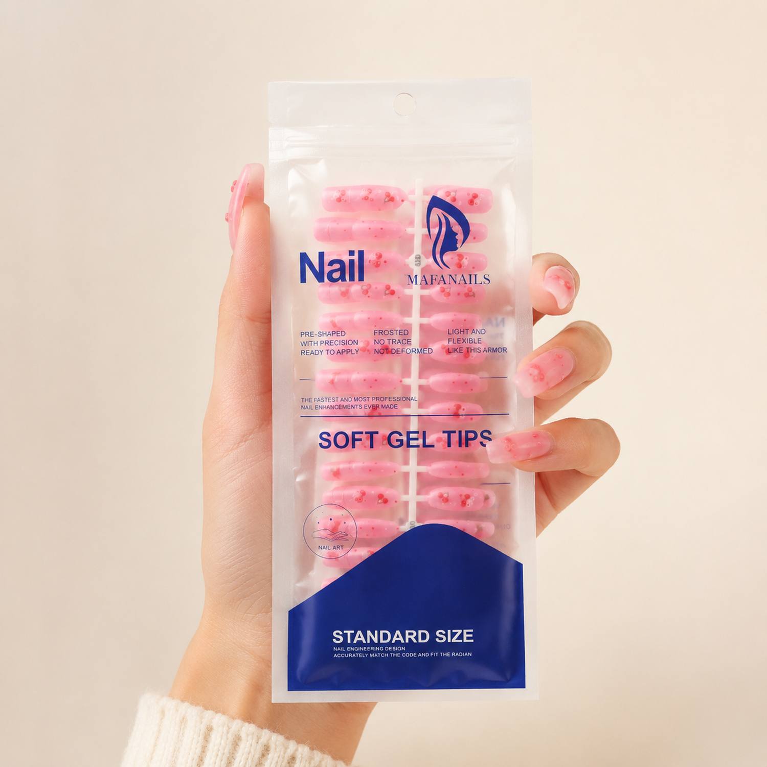 Nail Art Pink Soft - 1봉지 소프트 그라데이션 핑크 체리 프레스온