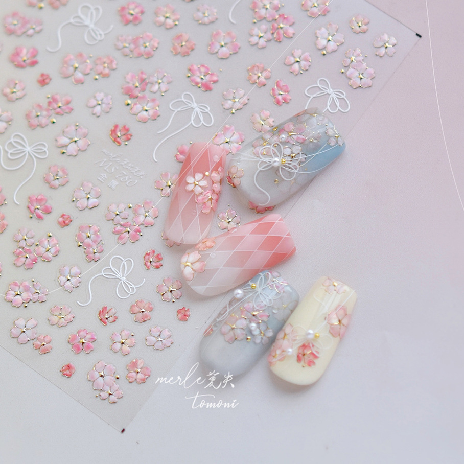 Nail Art Pink Soft - 벚꽃 핑크 꽃 사쿠라 봄 5D