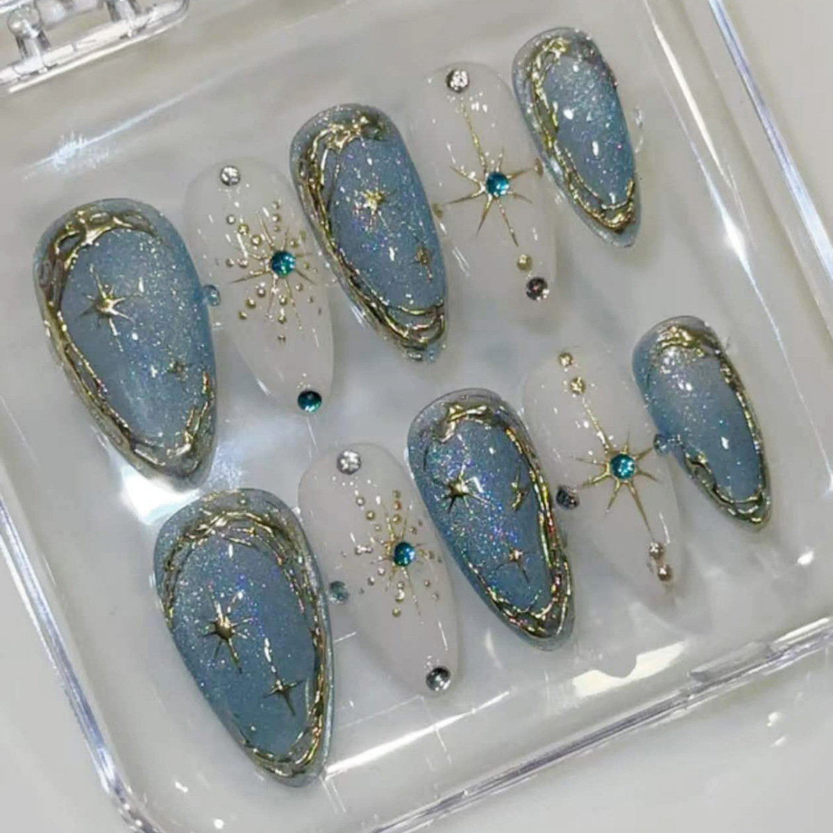 Nail Art Glitter - 24개 금박 스타라이트 스틱온 네일아트 글리터