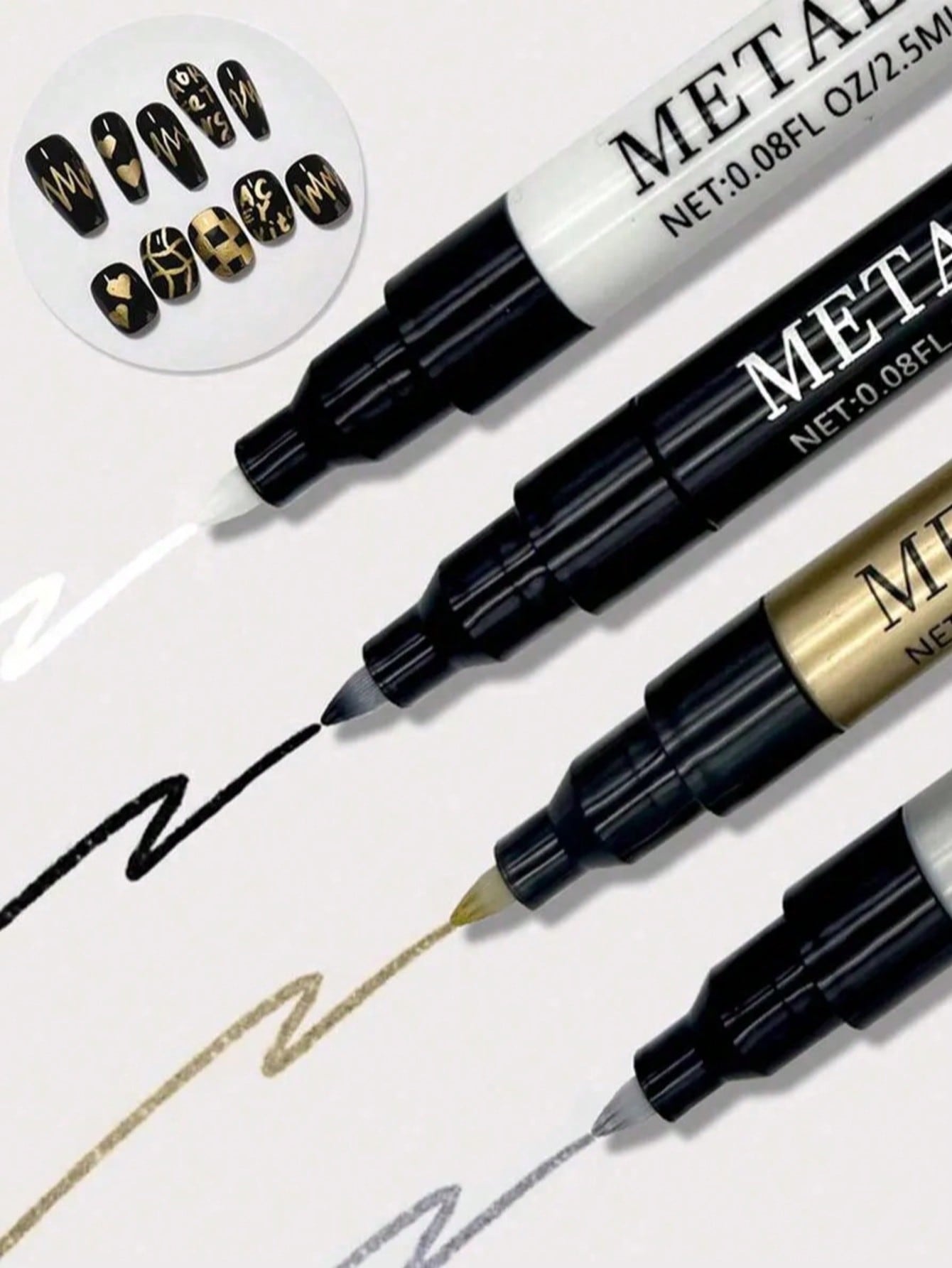 Nail Art Gold - 0.8mm 1개 네일 아트 펜, 화이트
