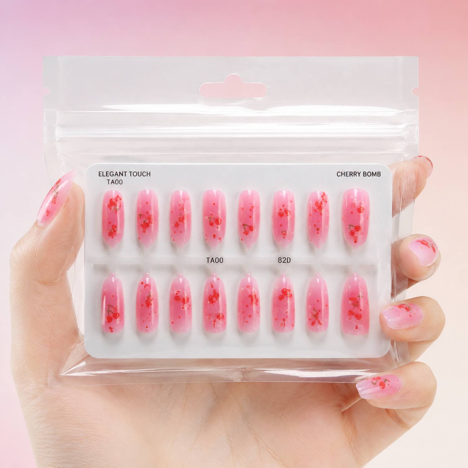 1봉지 소프트 그라데이션 핑크 체리 프레스온 네일 핑크 - Nail Art Pink Soft 리뷰 및 가격