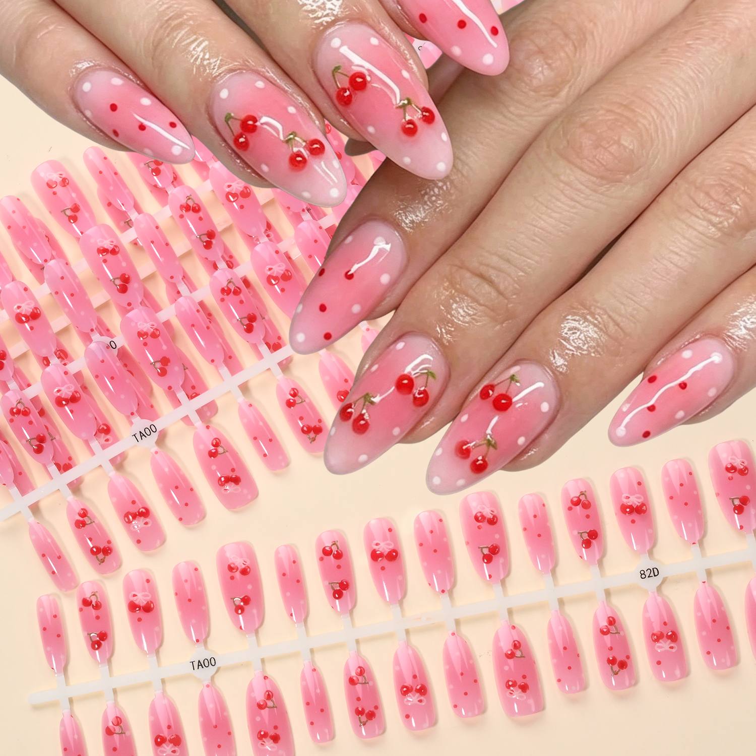 1봉지 소프트 그라데이션 핑크 체리 프레스온 네일 핑크 - Nail Art Pink Soft 리뷰 및 가격