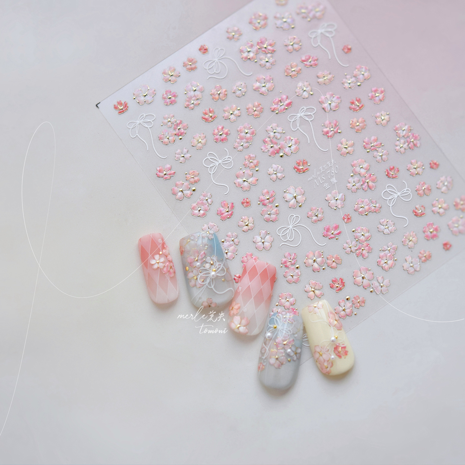 벚꽃 핑크 꽃 사쿠라 봄 5D 네일 아트 스티커 골드  - Nail Art Pink Soft 리뷰 및 가격