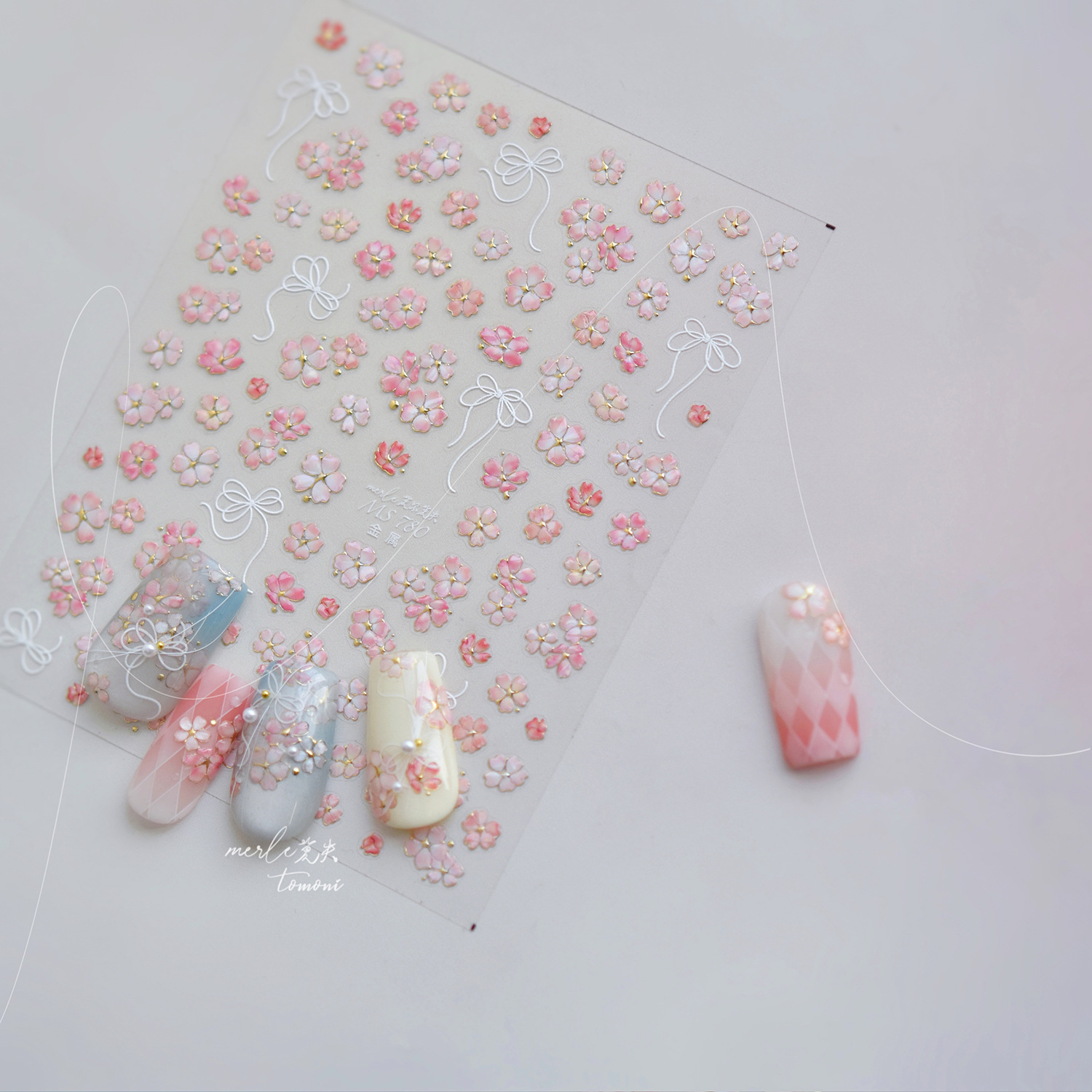 벚꽃 핑크 꽃 사쿠라 봄 5D 네일 아트 스티커 골드  - Nail Art Pink Soft 리뷰 및 가격