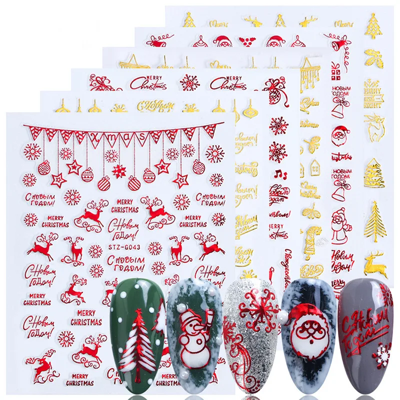 크리스마스 네일 액세서리, 레드 골드, 겨울 크리스마스 - Nail Art Xmas Design 리뷰 및 가격