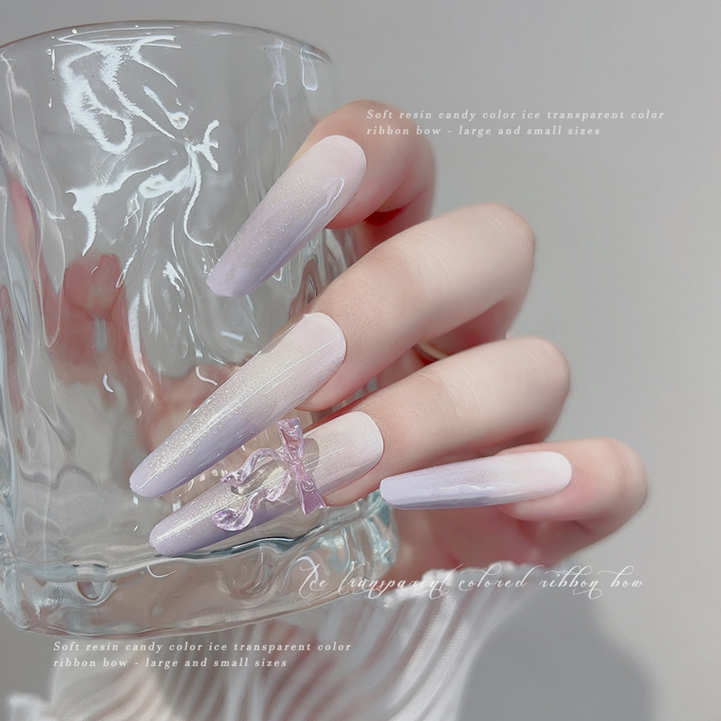 30PCS 요정 얼음 투명 핑크 블루 긴 꼬리 리본 활 - Nail Art Pink Soft 리뷰 및 가격