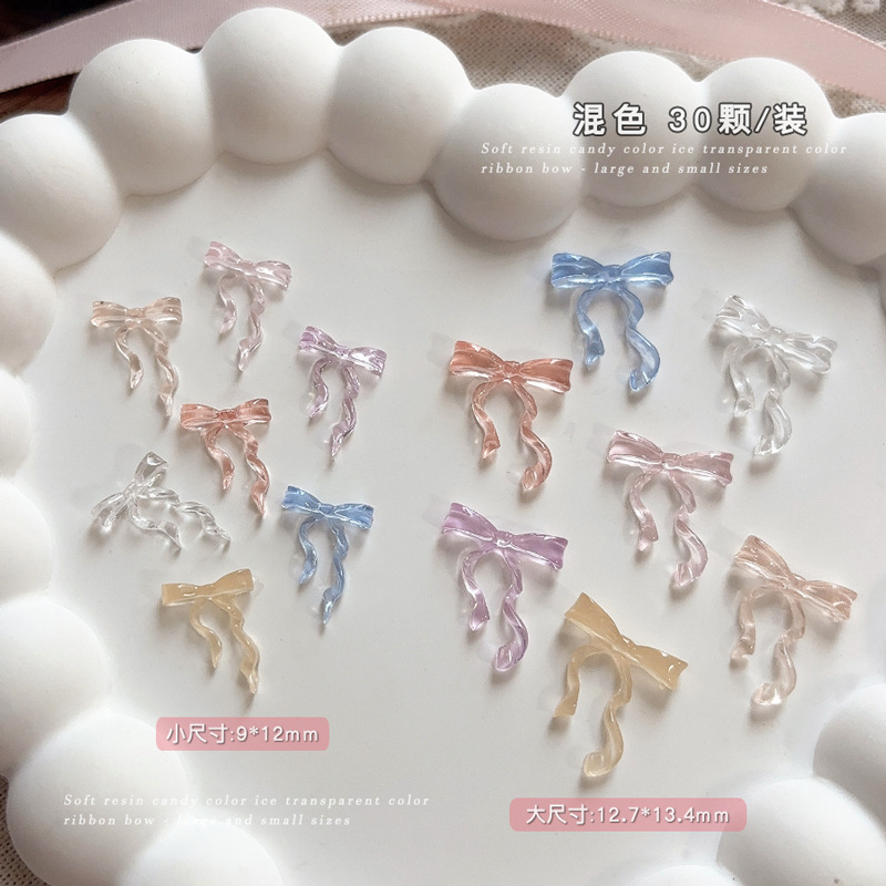 30PCS 요정 얼음 투명 핑크 블루 긴 꼬리 리본 활 - Nail Art Pink Soft 리뷰 및 가격