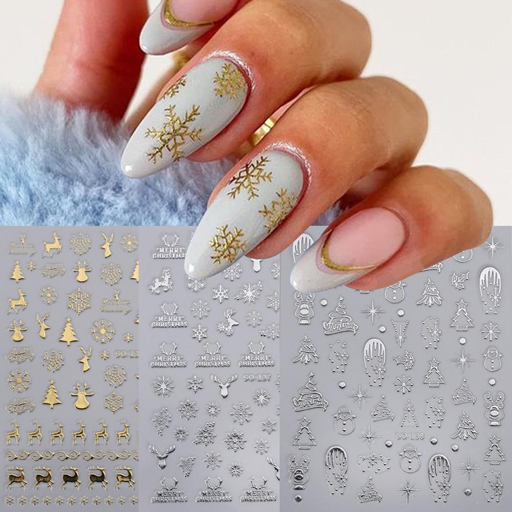 크리스마스 네일 아트 스티커 네일 데칼 셀프 접착식 금 - Nail Art Xmas Design 리뷰 및 가격