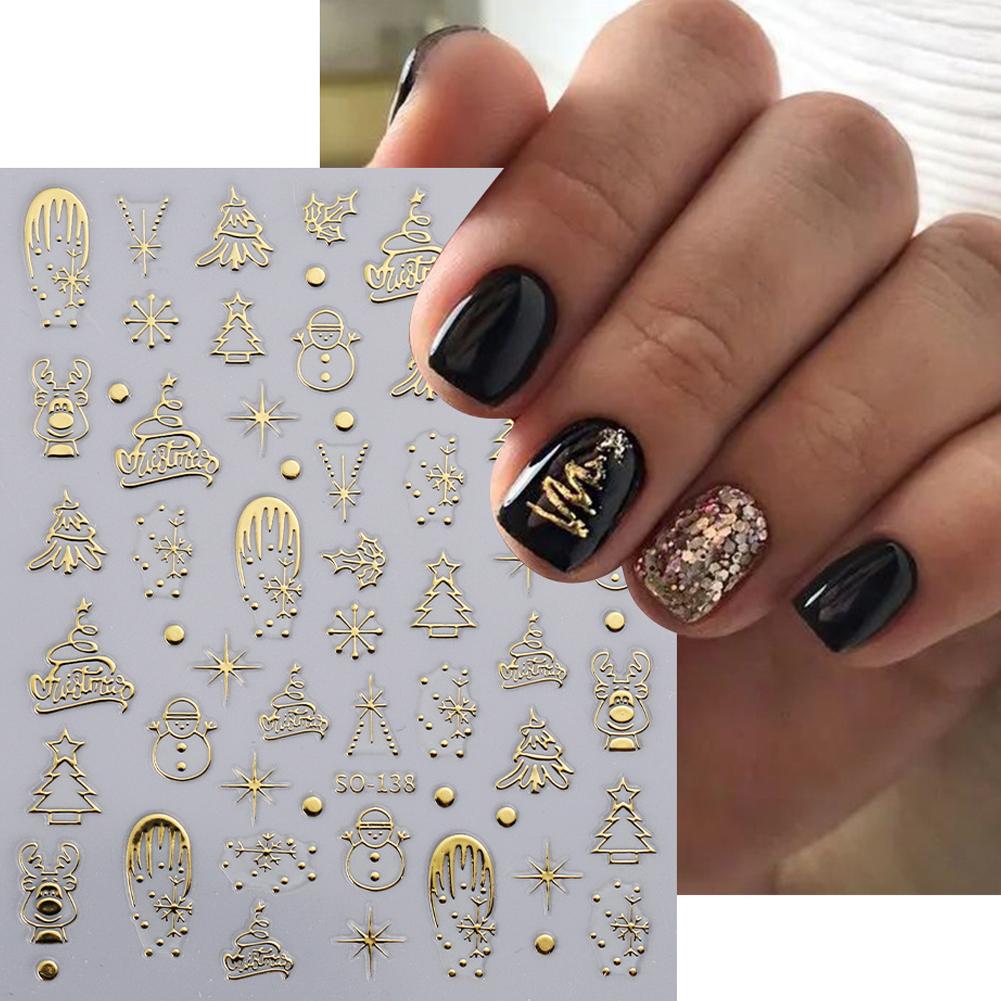 크리스마스 네일 아트 스티커 네일 데칼 셀프 접착식 금 - Nail Art Xmas Design 리뷰 및 가격