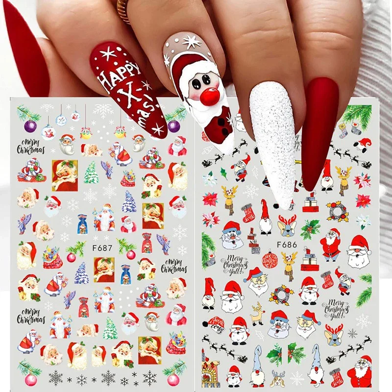 크리스마스 네일 스티커 겨울 산타 클로스 눈송이 자체  - Nail Art Xmas Design 리뷰 및 가격