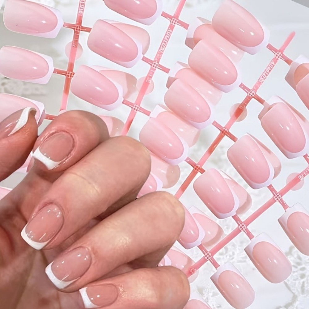 120개입 짧은 스퀘어 프렌치팁 프레스온 네일즈 내추럴 - Nail Art Extension 리뷰 및 가격