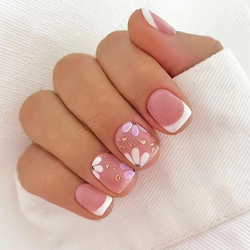24개 짧은 발레 스타일 인조 손톱 젤리 접착제 포함  - Nail Art Glitter 리뷰 및 가격