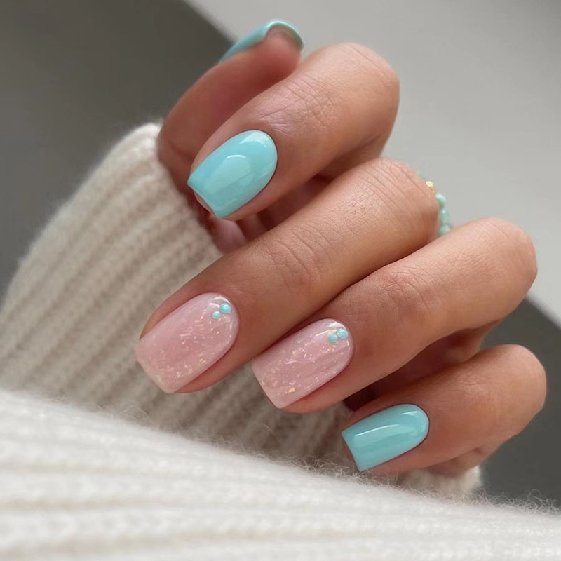 24개 짧은 발레 스타일 인조 손톱 젤리 접착제 포함  - Nail Art Glitter 리뷰 및 가격