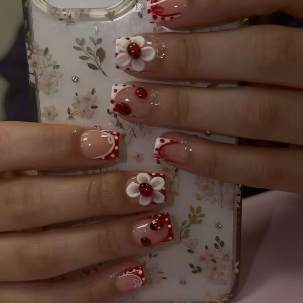 세트당 24개. 직사각형 3D 젤 꽃 물방울 무늬 무당 - Nail Art Quotes 리뷰 및 가격
