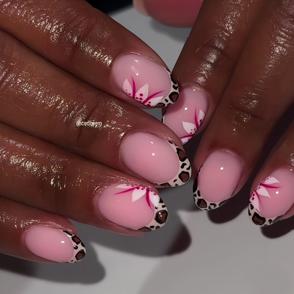 여성 소녀들을 위한 짧고 긴 가짜 손톱 패션 레오파드  - Nail Art Glitter 리뷰 및 가격