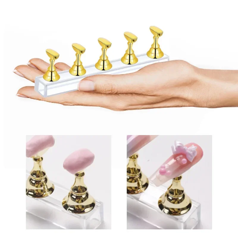 5 개/갑/팩 체스 마그네틱 네일 홀더 연습 디스플레이 - Nail Art Gold 리뷰 및 가격