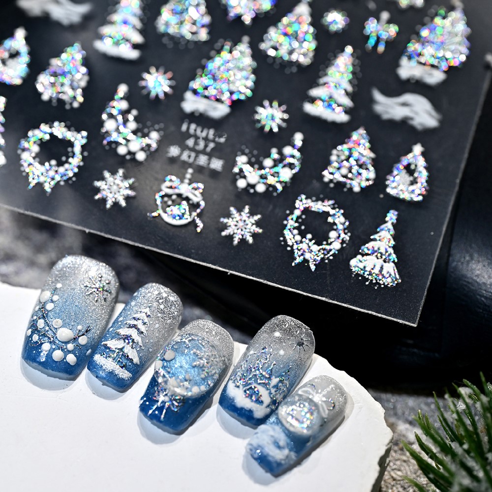 5D 엠보싱 골드 성/가랜드/크리스마스 트리 네일 스티 - Nail Art Xmas Design 리뷰 및 가격
