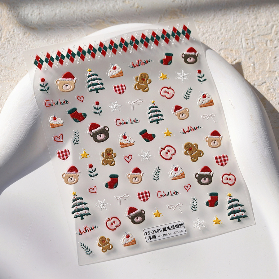 귀여운 크리스마스 곰 & 진저브레드 네일 스티커 - 크 - Nail Art Xmas Design 리뷰 및 가격