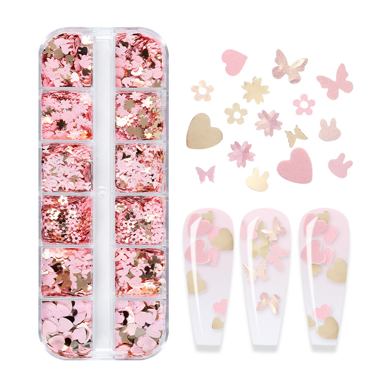 믹스 컬러 형광 나비 글리터 속눈썹 연장 액세서리, 네 - Nail Art Extension 리뷰 및 가격