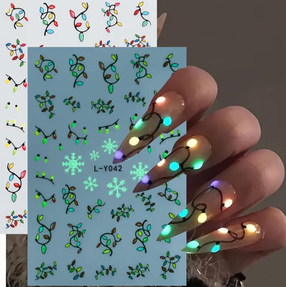 3D 발광 전구 크리스마스 네일 스티커 눈송이/산타클로 - Nail Art Xmas Design 리뷰 및 가격