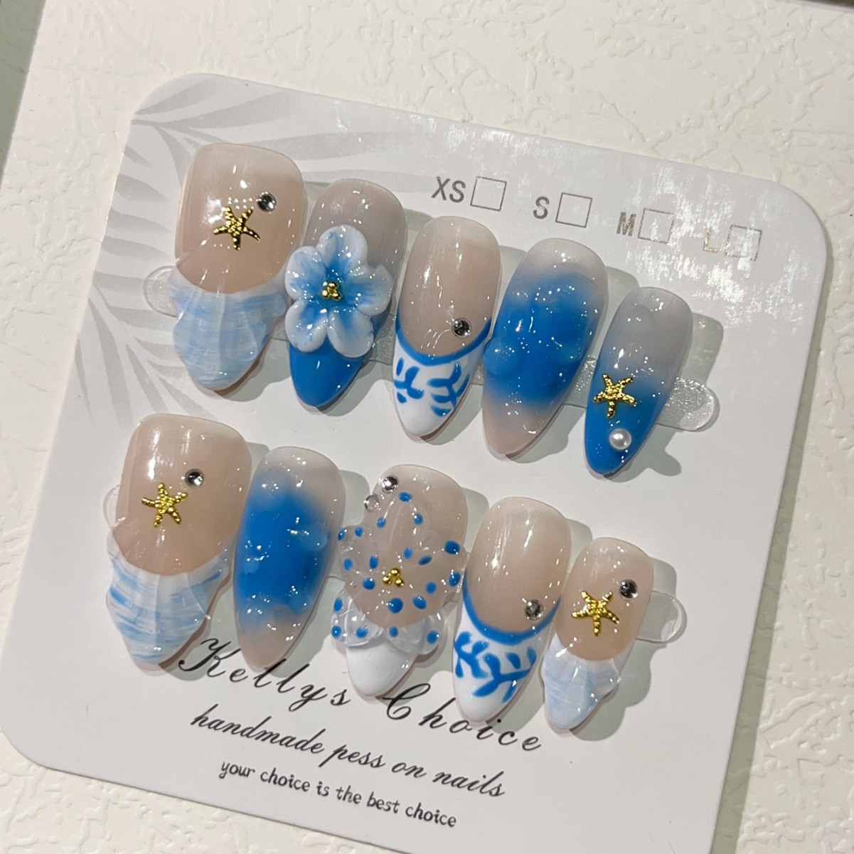 10개 여름 섬 스타일 가짜 손톱 풀 커버 릴리프 꽃  - Nail Art Gold 리뷰 및 가격