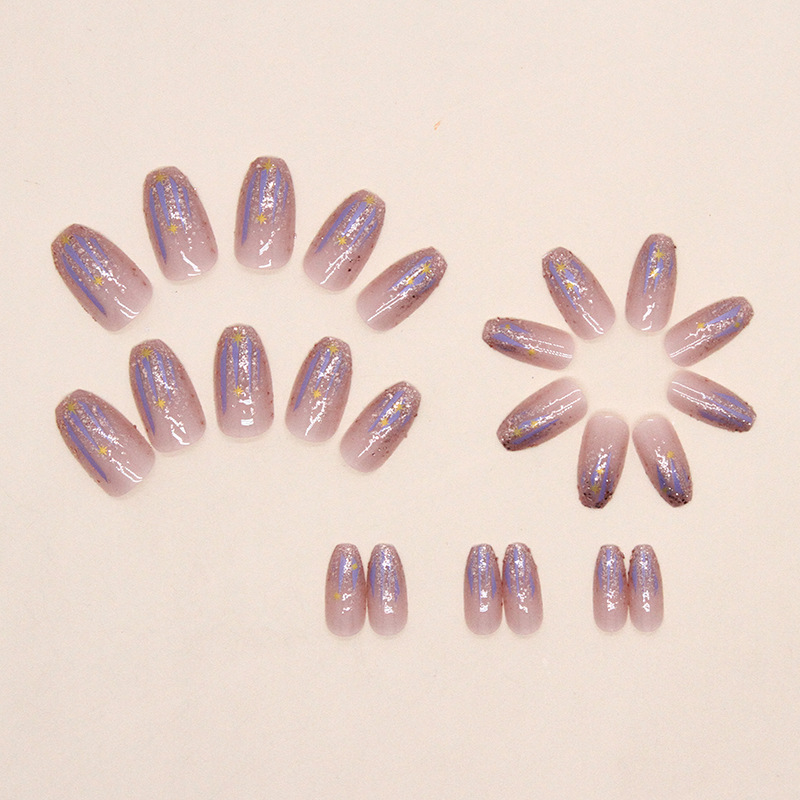 여성용 짧은 인조 손톱, 누드 퍼플 컬러, 반짝이는 글 - Nail Art Glitter 리뷰 및 가격