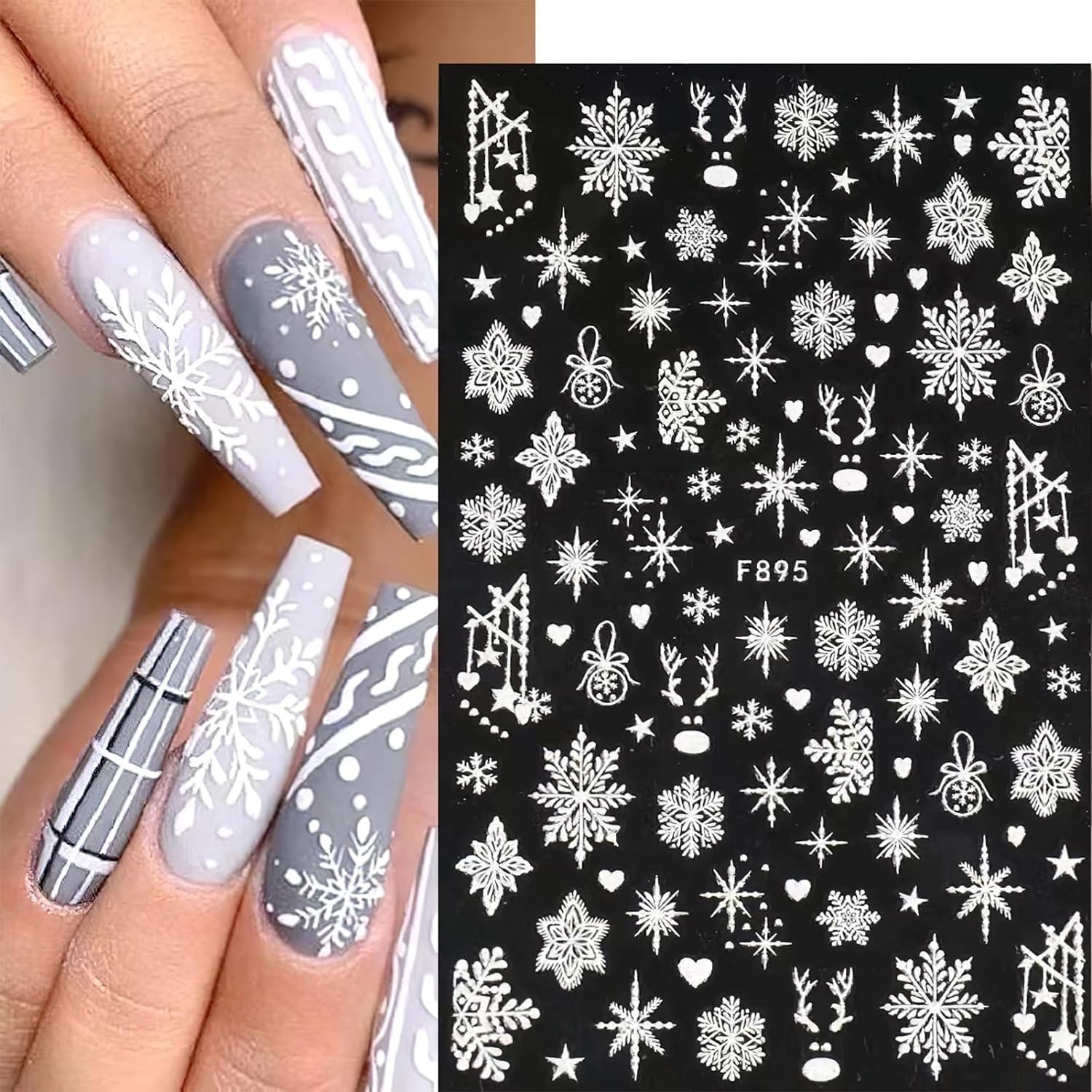 3D 눈송이 네일 아트 데칼, 화이트 크리스마스 디자인 - Nail Art Xmas Design 리뷰 및 가격
