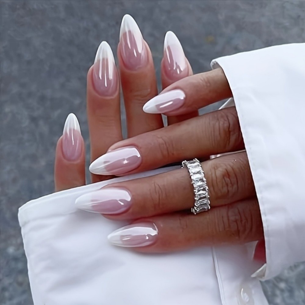 24개 밀키 화이트 프레스온 네일 짧은 스퀘어 반투명  - Nail Art Extension 리뷰 및 가격