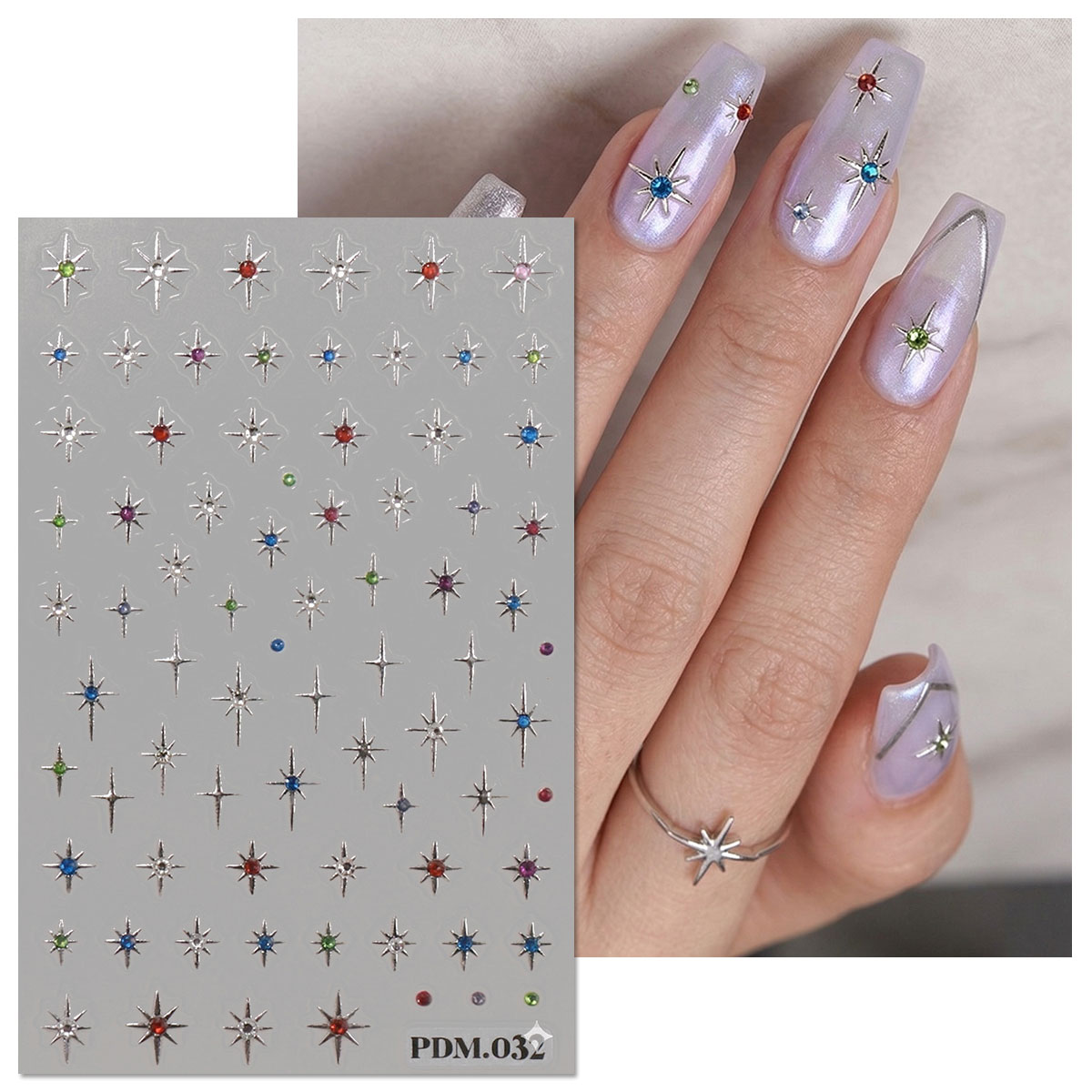 골드 실버 스타버스트 네일 아트 스티커, Y2K 크로스 - Nail Art Ramadan 리뷰 및 가격