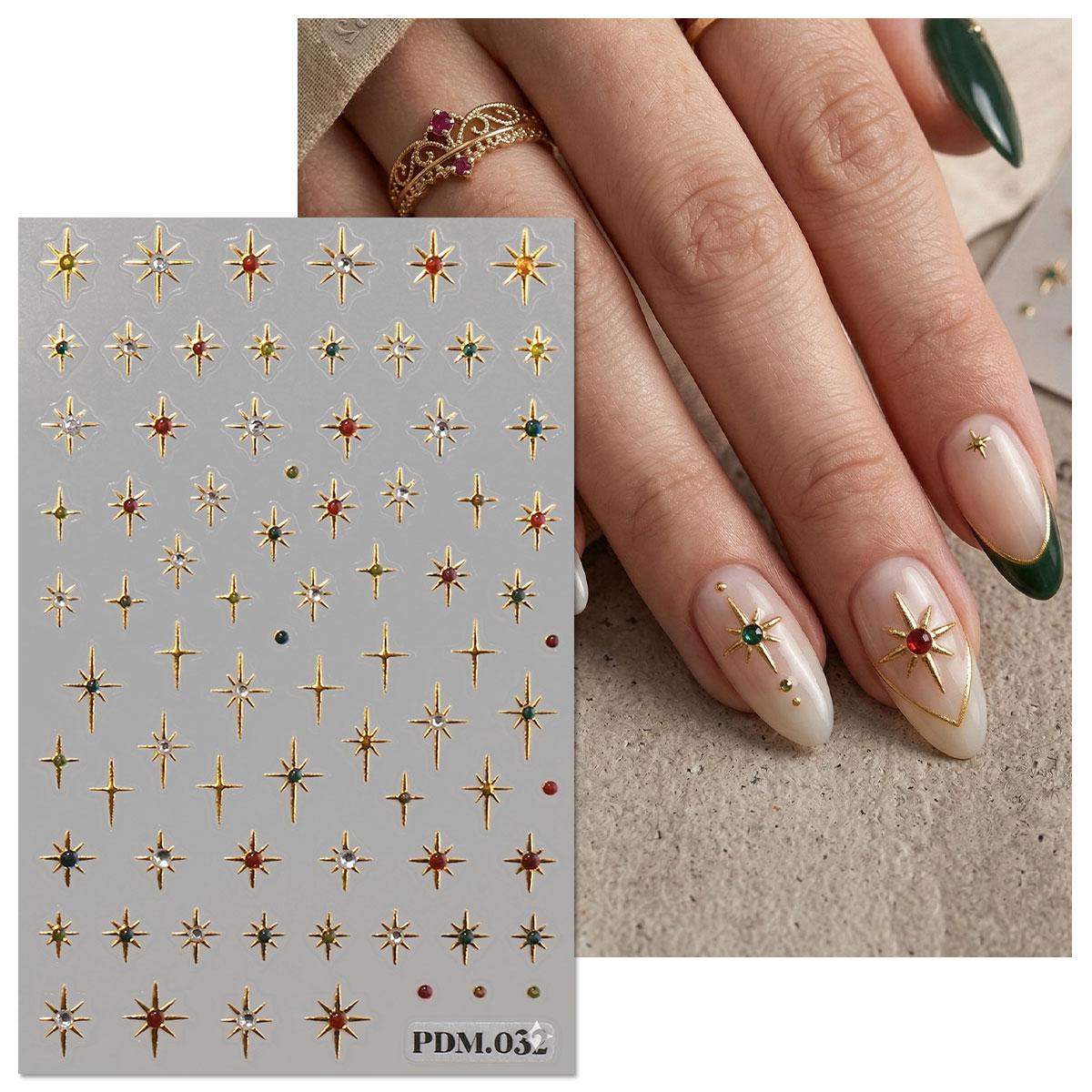 골드 실버 스타버스트 네일 아트 스티커, Y2K 크로스 - Nail Art Ramadan 리뷰 및 가격